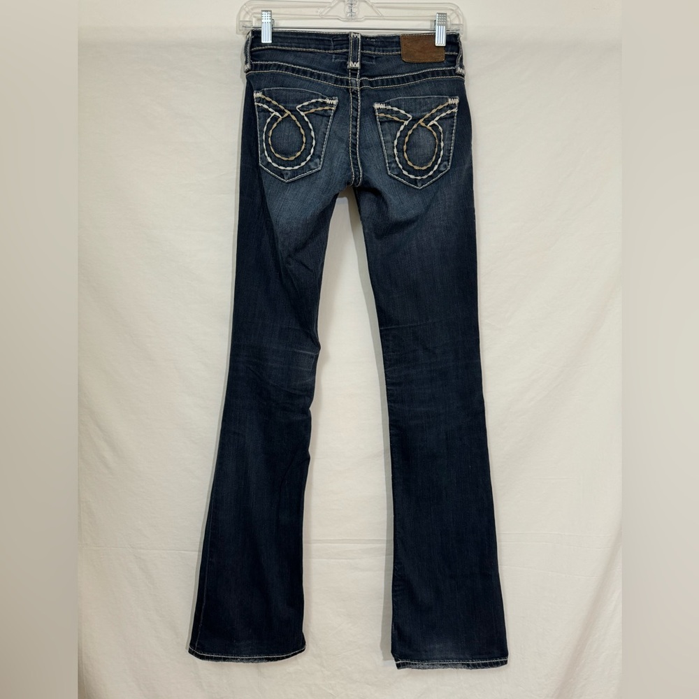 Womens Dark Wash Bootcut Jeans with Embroidered Back Pockets